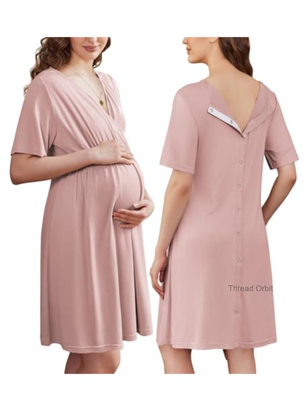 Women's V-Neck Maternity Nursing Nightgown Labor Delivery Hospital Gown